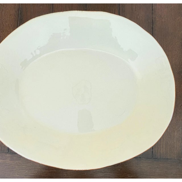 Vintage Large 19.5" W Cream Modern Decorative Pottery Bowl for Entry or Coffee Table For Sale In Houston - Image 6 of 8