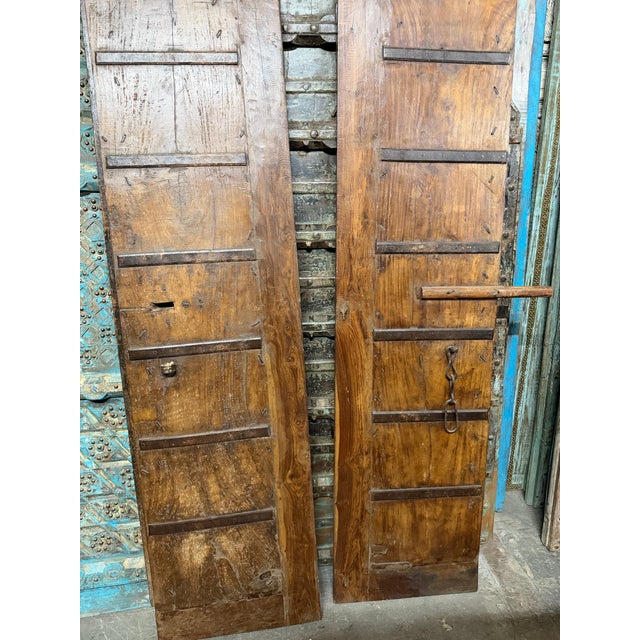 Antique Indian Teak Rustic Double Doors – A Statement Pair For Sale - Image 12 of 12