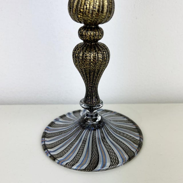 - Exquisite large vintage black Venetian Murano goblet / wine glass - Infused with 24k gold flecks - Excellent condition...