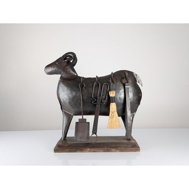 Sculptural Wrought Iron Ram Fireplace Tools in the style of Lalanne, 1980s, Set of 5 For Sale - Image 3 of 15