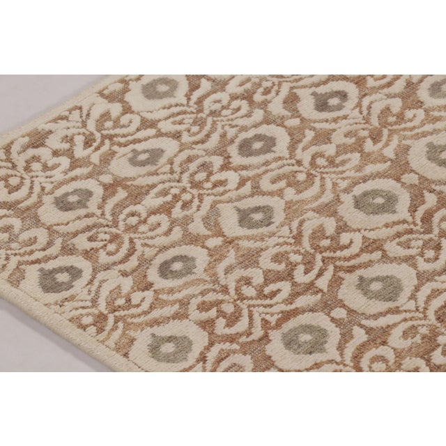 Rug & Kilim Contemporary Floral Block Print Wool & Natural Silk Runner by Rug & Kilim, India For Sale - Image 4 of 9
