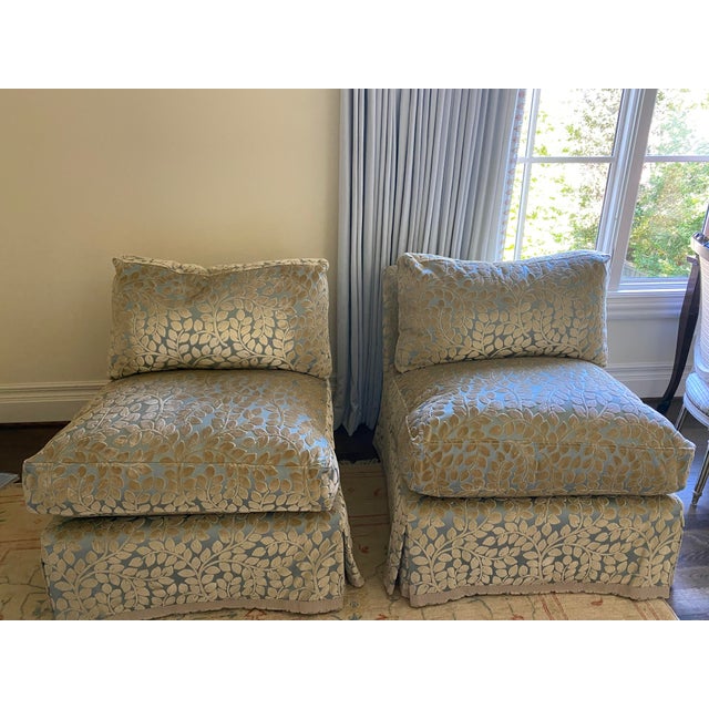 Textile Cameron Collection Slipper Chairs by George Cameron Nash in Larsen Fabric - a Pair For Sale - Image 7 of 8