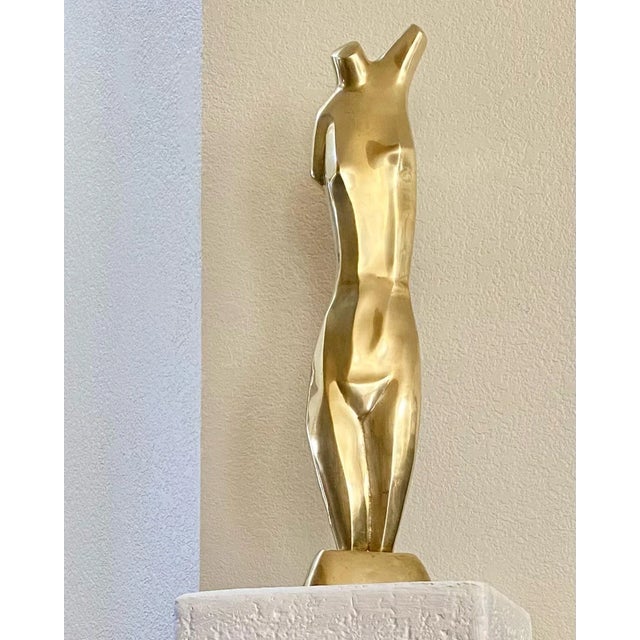 Metal Brass Nude Sculpture by Listed Artist Emiel De Block For Sale - Image 7 of 10