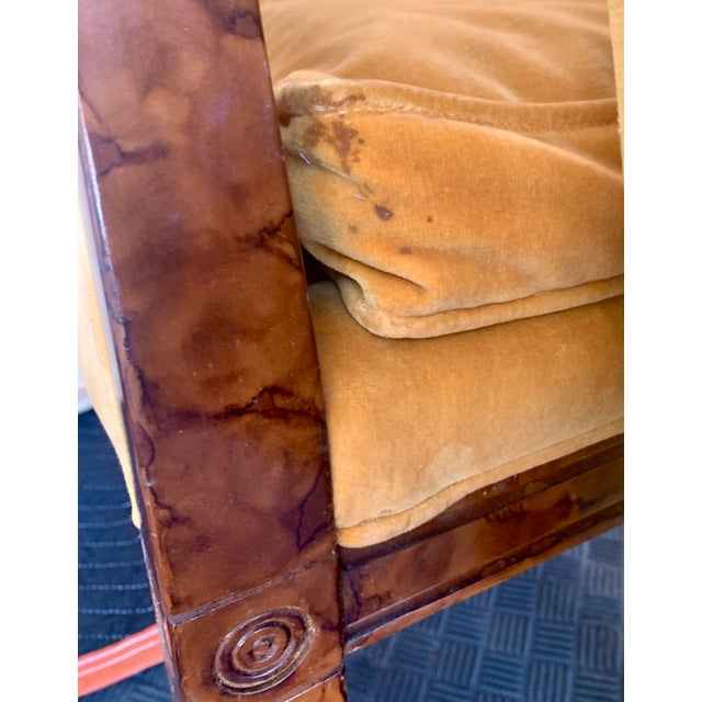Pair of Vintage Art Deco Revival Hollywood Regency Barrel Back Lounge Chairs in Faux Tortoiseshell Finish For Sale - Image 10 of 11