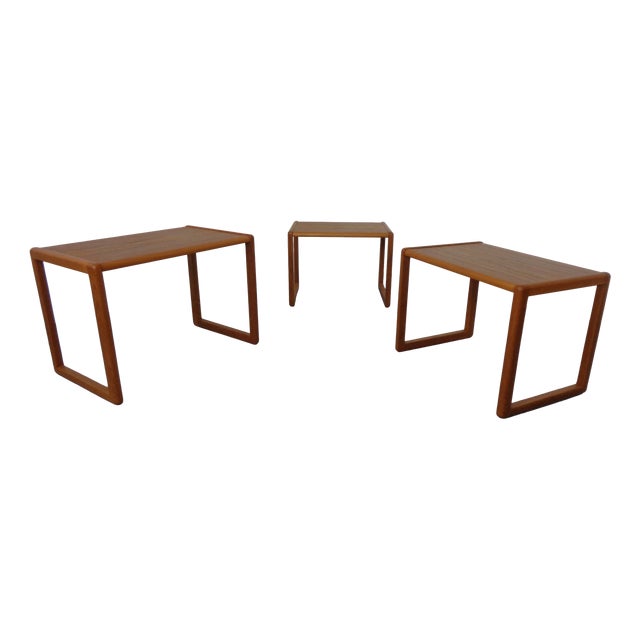 Danish Teak Nesting Tables, 1960s, Set of 3 For Sale
