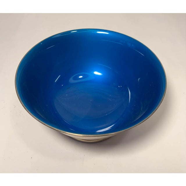 Vintage Silverplate and Blue Enameled Bowl For Sale In Los Angeles - Image 6 of 7