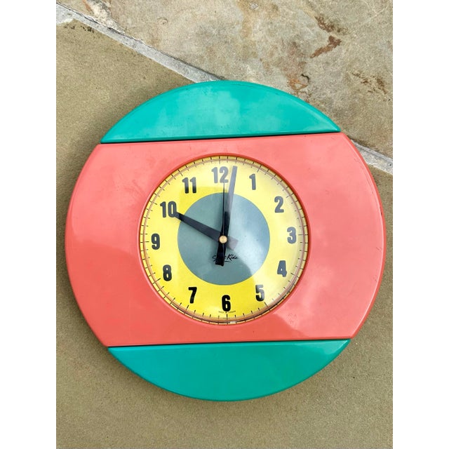 Memphis Vintage Street Kids Quartz Plastic Wall Clock Color Block Y2k Memphis Style For Sale - Image 3 of 4