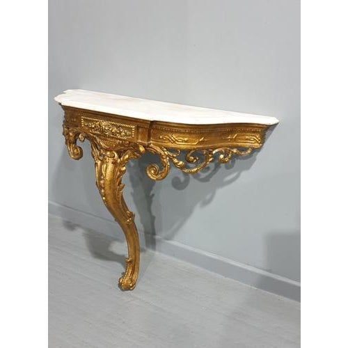 Antique French Gilt Console Table For Sale - Image 3 of 10