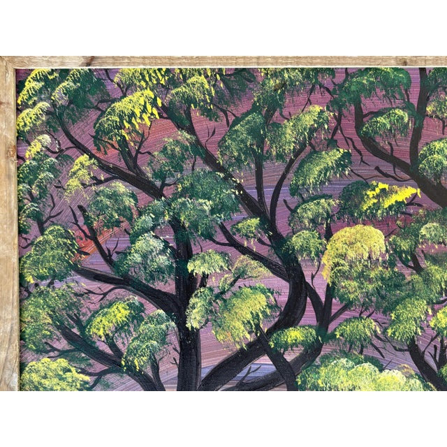 Original Signed and Framed Primitive Outsider Art Acrylic on Canvas by Ernie Faragoi (Florida, Present Day) For Sale In West Palm - Image 6 of 12