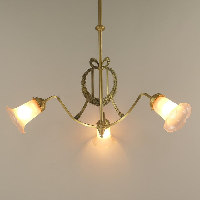 Art Nouveau Three-Arm Chandelier with Empire Motifs, France, 1910s For Sale - Image 5 of 14