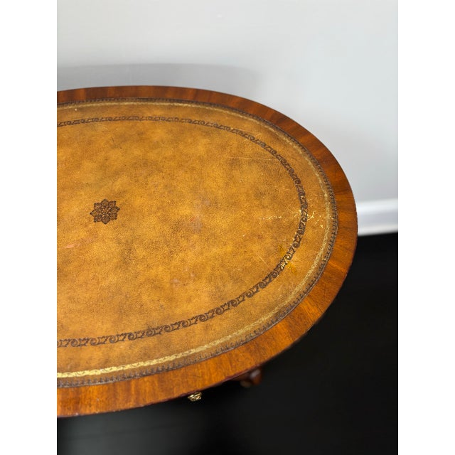 Maitland Smith Mahogany Leather Top Occasional Table Side Table For Sale - Image 11 of 12