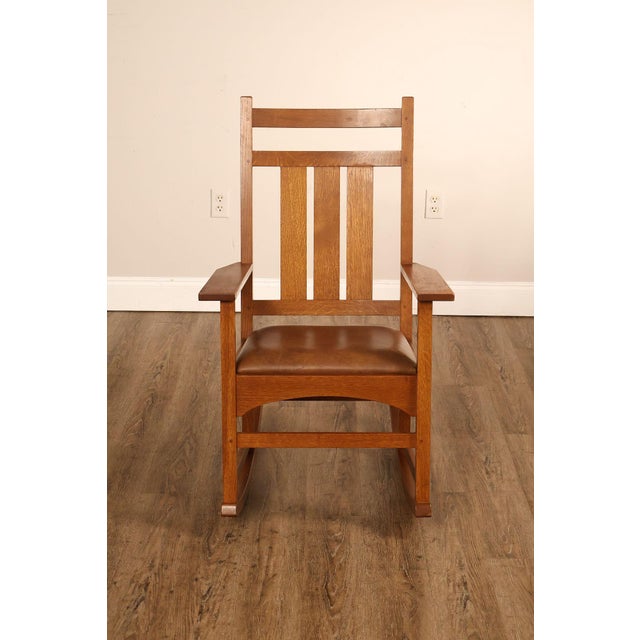 Stickley Mission Collection Harvey Ellis Oak Rocking Chair For Sale - Image 12 of 18