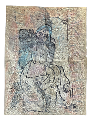 Gaston Chaissac, Person, Original Watercolor Drawing