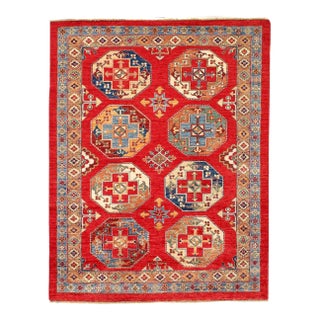 Red Color Fine Hand Knotted Kazak Rug For Sale