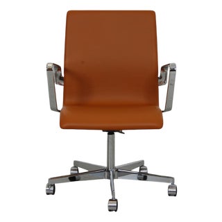 Oxford Office Chair in Cognac Nevada Anilin Leather For Sale