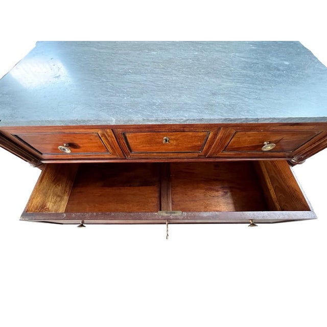 Antique Italian Louis XVI Commode in Walnut with Gray Marble For Sale - Image 17 of 18