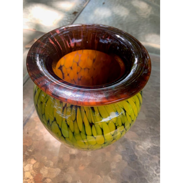 Modern Hand Blown Art Glass Vase For Sale - Image 3 of 8