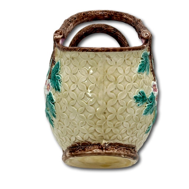Rare & Beautiful Large Size Antique Victorian Majolica Basket With Outstanding Colors - Circa 1880s For Sale - Image 15 of 18