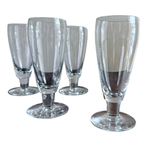 Vintage, Mid-Century Modern, Mikasa Brewmaster Clear Glass Pilsner Glasses, Set of 4, 1970s