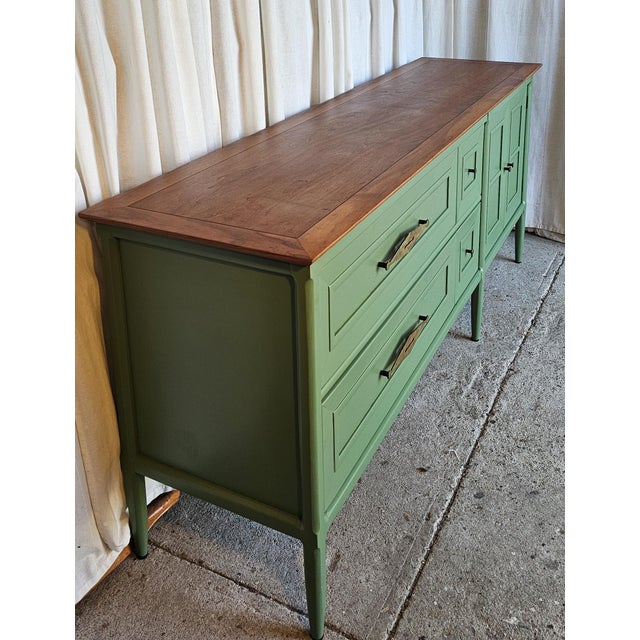 Green MCM Long Dresser/ Credenza, 1950's For Sale - Image 4 of 14