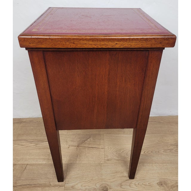 Mid-Century Bedside Table with Leather Top Lid, 1950 For Sale - Image 11 of 18