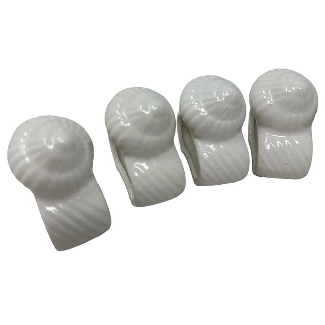 Vintage White Ceramic Seashell Napkin Rings - Coastal Table Decor - Set of 12 For Sale - Image 9 of 10