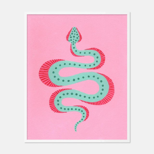 Willa Heart Radicchio the Snake by Willa Heart in White Framed Paper, Medium Art Print For Sale - Image 4 of 4