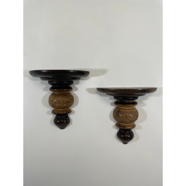 Vintage Carved Wood Wall Shelf Brackets Sconces Corbels, a Pair For Sale - Image 14 of 16