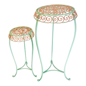 1950s Vintage Art Nouveau French Tole Metal Plant Stands - A Pair, Newly Painted