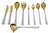Reed Style Gold Cutlery with Raised Handles, Set of 9 For Sale - Image 3 of 3