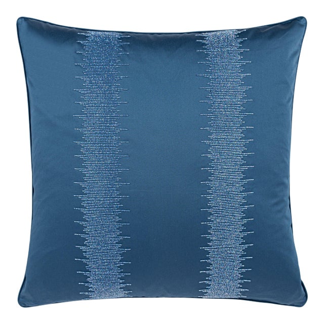 Scalamandre 22" x 22" Veronica Beaded Pillow in Baltic For Sale