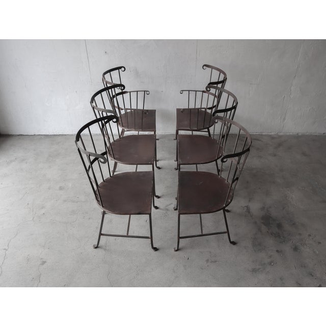 Mid-Century Modern Set of 6 Vintage Metal Windsor Garden Dining Chairs For Sale - Image 3 of 8