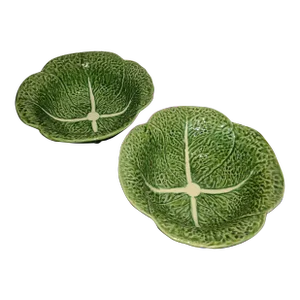 Vintage Portuguese Green Cabbage Serving Bowls - a Pair