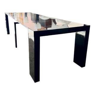Extendable Console Table with Metal Frame and Black Lacquered Finish, 1980s For Sale