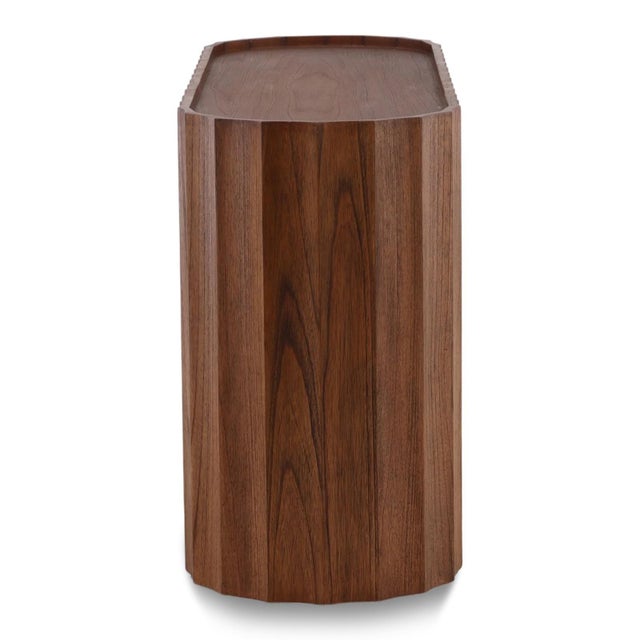 Mid-Century Modern Scalloped Oval Wood Console Table For Sale - Image 3 of 12