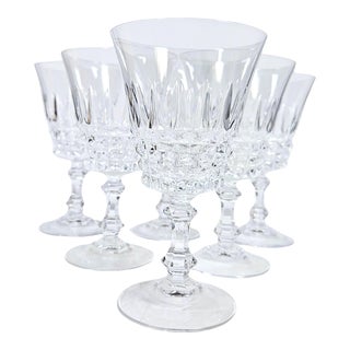Handcut French Crystal Goblets- Set of Six For Sale