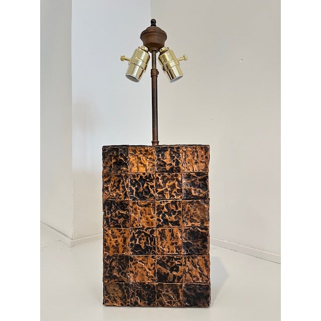 Paul Evans Mid 20th Century Mid-Century Hammered Copper Table Lamp, in THS Style of Paul Evans For Sale - Image 4 of 9