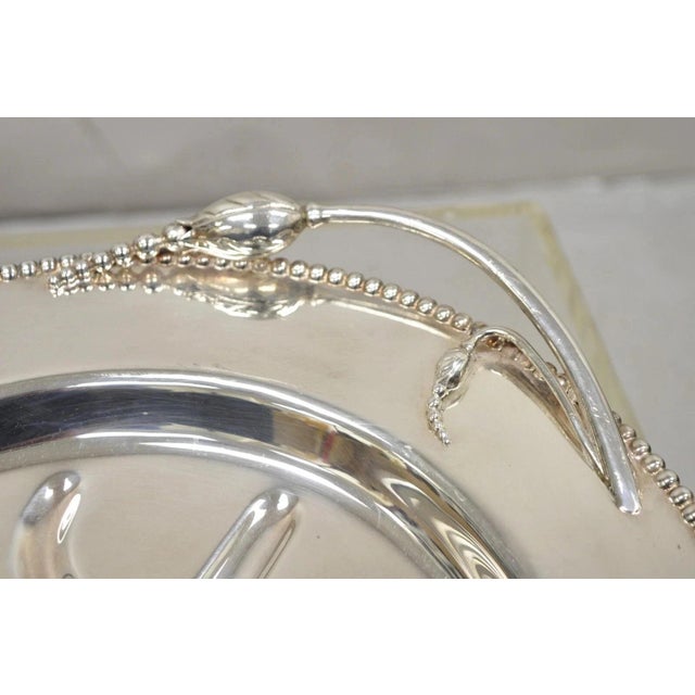 Mid 20th Century Vintage LBS Co English Art Nouveau Meat Cutlery Silver Plated Serving Platter Tray For Sale - Image 5 of 12