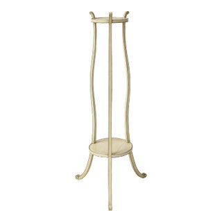 Regency White With Green Banding Torchere or Plant Stand For Sale