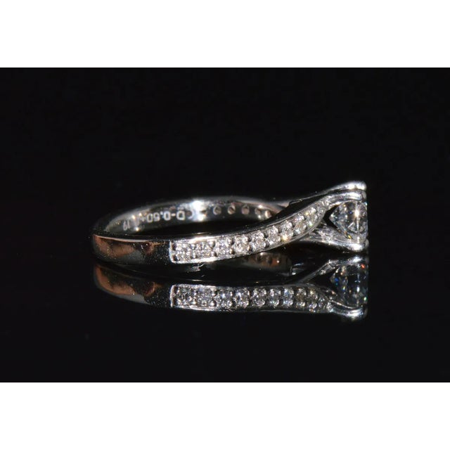 GIA Certified Natural 0.69CTS VVS E Diamond Solid 950 Platinum Designer Ring, size 4 For Sale - Image 4 of 11