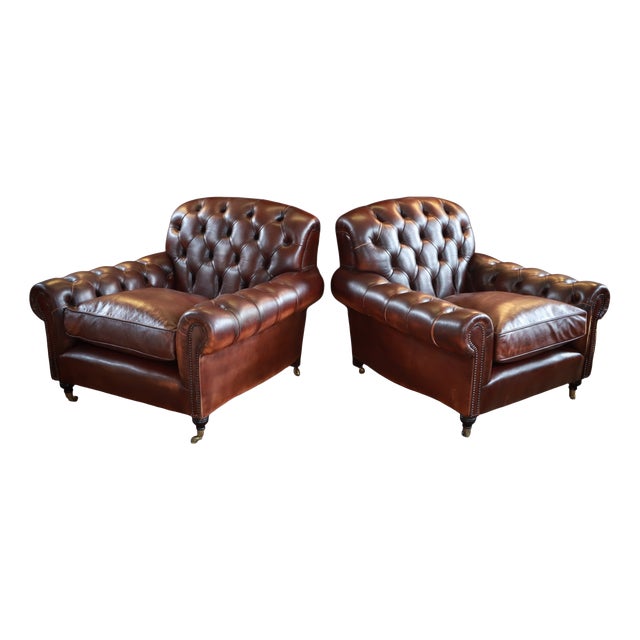Bulgari Club Chairs in Leather from George Smith, 2010s, Set of 2 For Sale