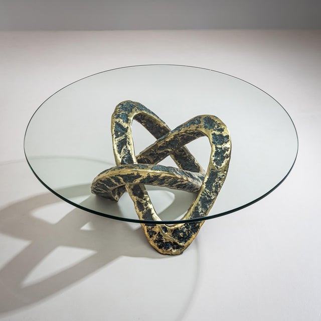 Transparent Coffee Table with Bronze Base, Late 20th Century For Sale - Image 8 of 10