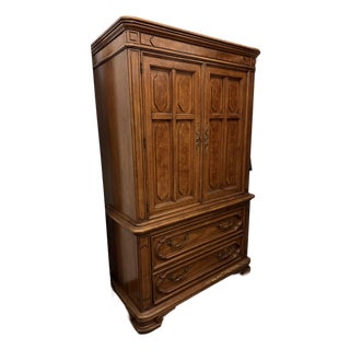 1960s Spanish Mediterranean/Italian Neoclassical Revival Thomasville Walnut Armoire For Sale