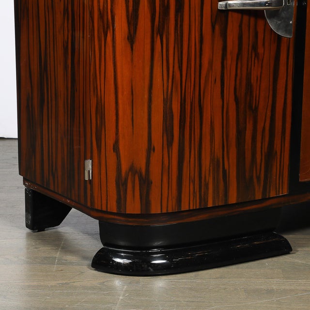 Art Deco Rosewood, Walnut & Black-Lacquer Bar Cabinet W/ Porto Marble Top For Sale - Image 11 of 16