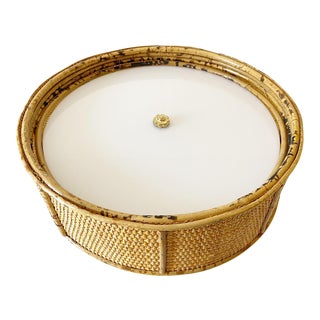 Wicker & Bamboo Flush Light For Sale