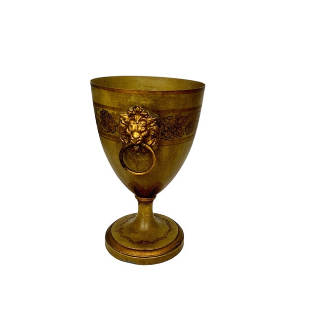 Vintage Mottahedeh cache pot in pale olive green with hand painted gilt design. Made in France. Circa: 1950s - 1960s....