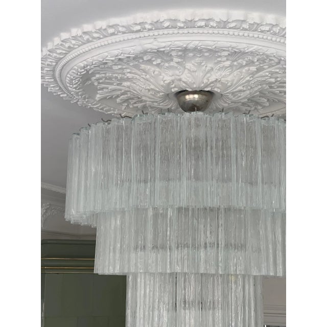 Large Mid-Century Murano Tubular Chandelier For Sale - Image 5 of 11