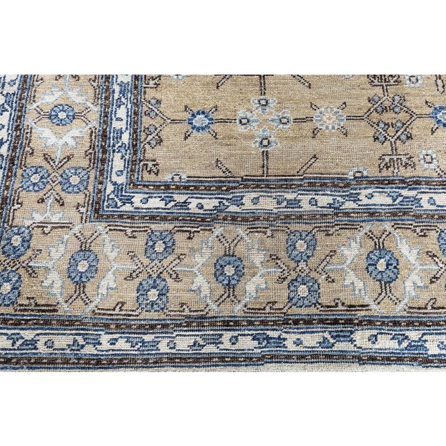 Asian Contemporary Floral Samarkand Warm Tan Carpet "Arbora" by Doris Leslie Blau For Sale - Image 3 of 7