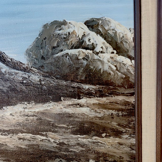 1970s Mid-Century Vintage Monterey "Lone Cypress" Coastal Original Oil Painting Signed Gershna For Sale - Image 5 of 9