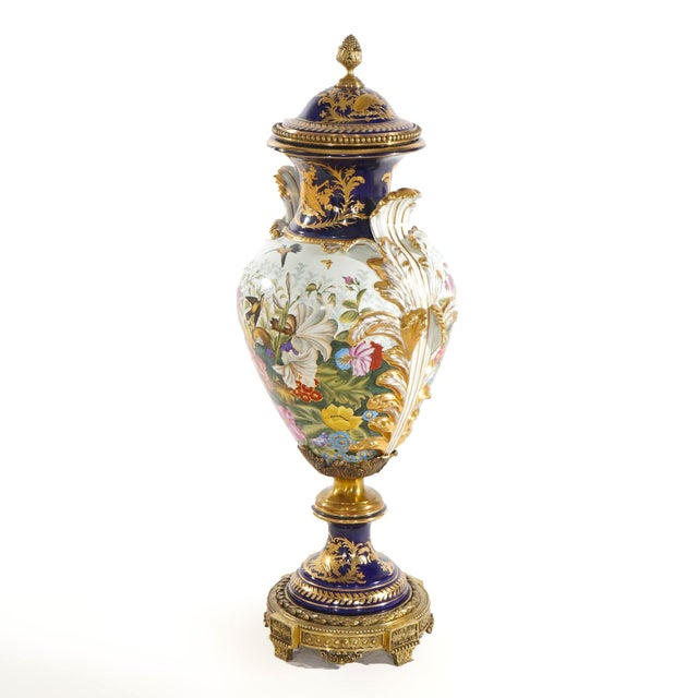Large & Impressive 19th Century French Sèvres Porcelain Gilt Gold Decorated Urns For Sale - Image 10 of 12